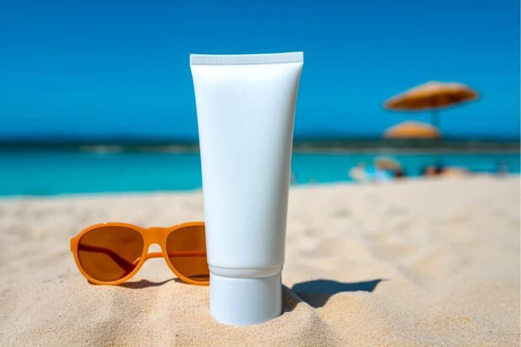 Sunscreen and sunglasses UV protection on The Beach