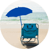 Small umbrella attached to beach chair